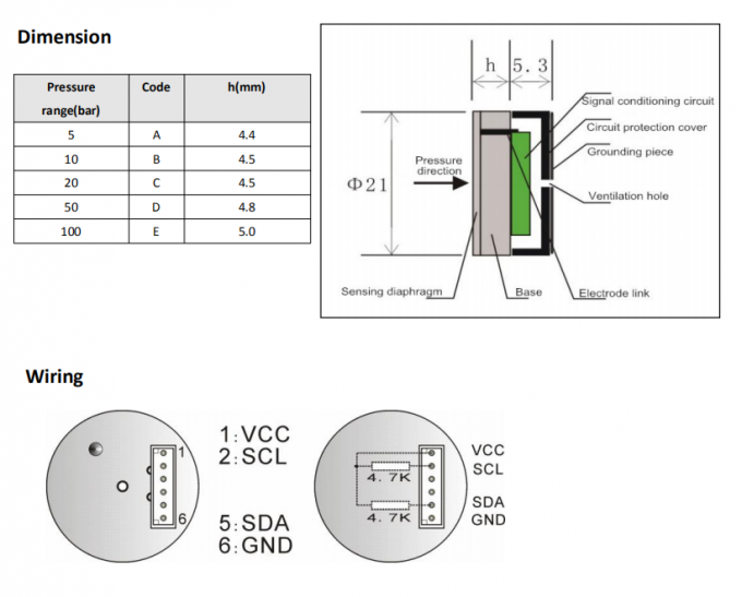 0.05-10Mpa κεραμικός χωρητικός αισθητήρας πίεσης τσιπ αισθητήρων πίεσης καυσίμων